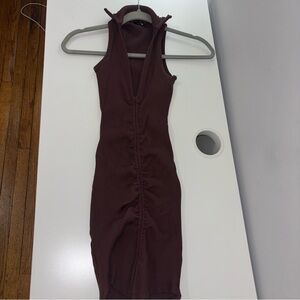 Brown Sleeveless Bodycon Dress